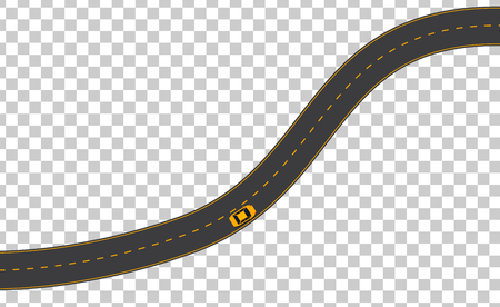 Yellow car on empty road illustrationのイラスト素材