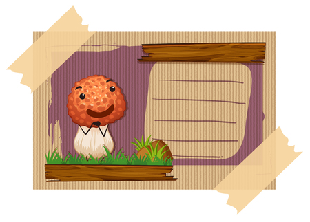 Paper template with mushroom in garden illustrationのイラスト素材