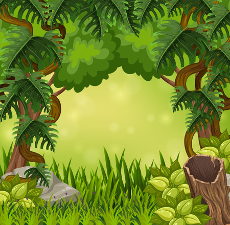 Background scene wtih trees in forest illustrationのイラスト素材
