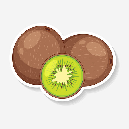 Sticker design with fresh kiwi fruit illustrationのイラスト素材