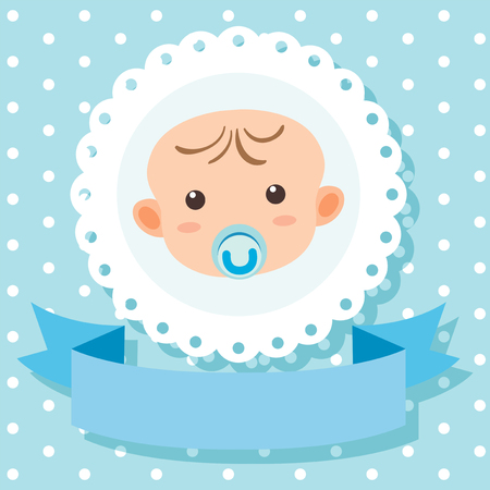 Banner template with baby in blue illustrationのイラスト素材