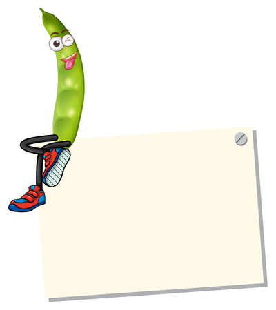 Border template wtih happy greenbean illustrationのイラスト素材