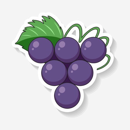 Sticker design of grapes illustrationのイラスト素材