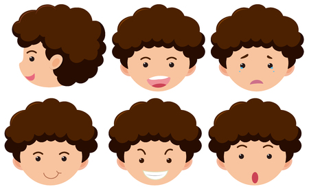 Boy with different expressions illustration.のイラスト素材