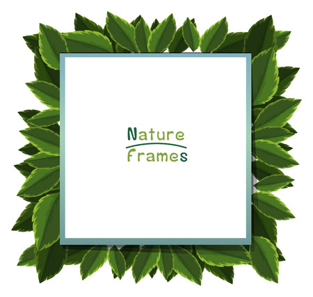 Frame template with green leaves illustration.のイラスト素材