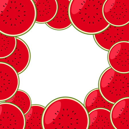 Border template with fresh watermelon illustrationのイラスト素材