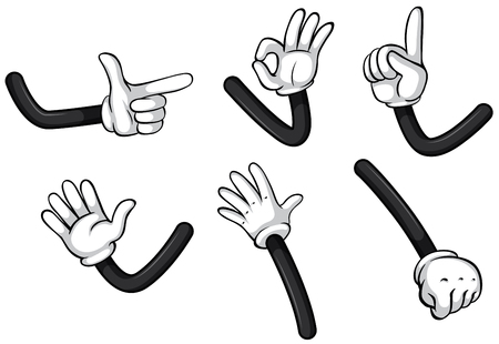 Hand gestures on white background illustration.のイラスト素材