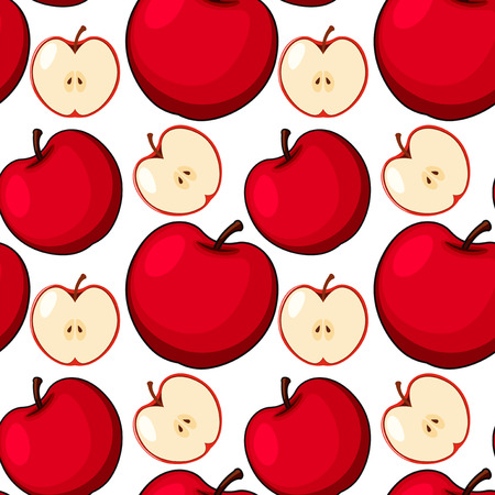 Seamless background design with red apples illustration.のイラスト素材