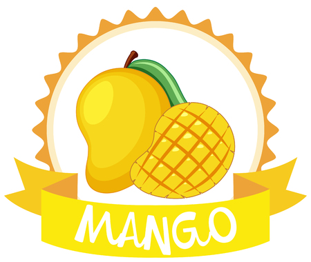 Sticker design with fresh mango illustrationのイラスト素材