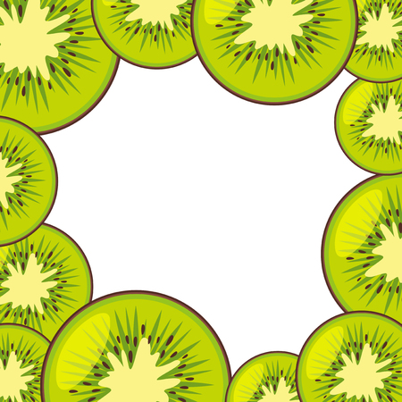 Border template with fresh kiwi fruit illustrationのイラスト素材