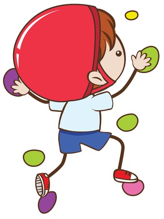 A Boy Doing Indoor Rock Climbing illustrationのイラスト素材