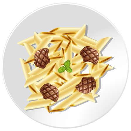 Penne Pasta with Beef Sauce illustrationのイラスト素材