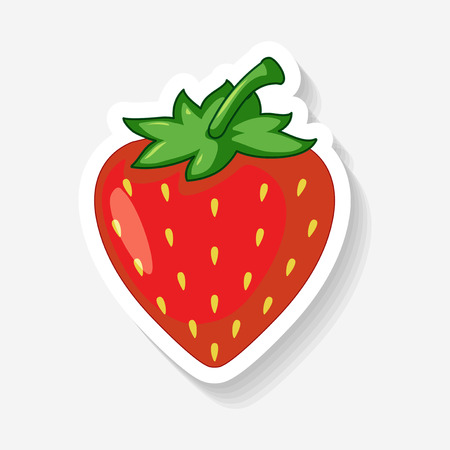 Strawberry Sticker on White Background illustrationのイラスト素材