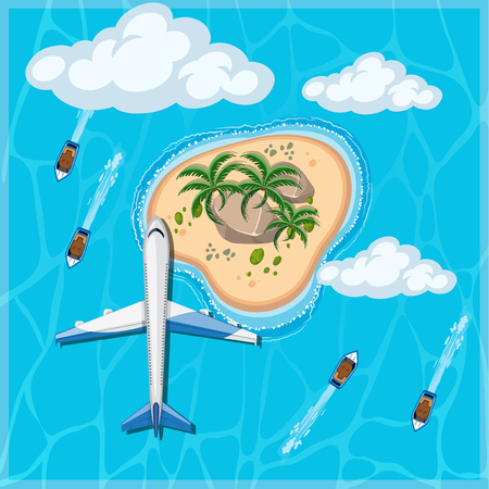 Top View of a Beautiful Island illustration.のイラスト素材