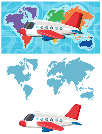 Plane and Wold Map Template illustrationのイラスト素材
