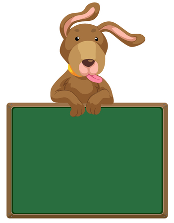 A Cute Dog and Blackboard illustrationのイラスト素材