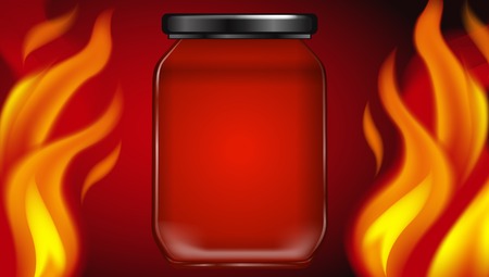 Hot Fire Jar on Red Background illustrationのイラスト素材