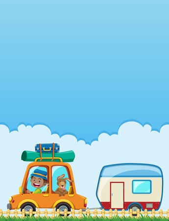 A Tourist Driving with Pet illustrationのイラスト素材