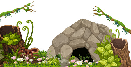 A Stone Cave in Nature illustrationのイラスト素材