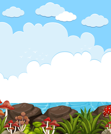 Beautiful Nature with Clear Blue Sky illustrationのイラスト素材