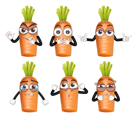 Carrot Set with Facial Expression illustrationのイラスト素材
