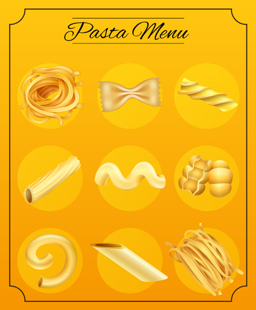 Different Pasta Noodle on the Menu illustrationのイラスト素材