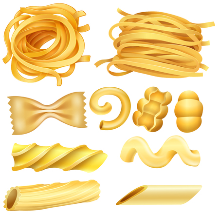 Type of Italian Pasta on White Background illustrationのイラスト素材