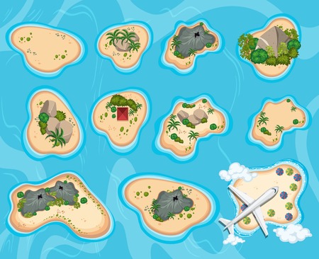 A Bird Eye View of Island illustrationのイラスト素材