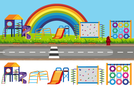 Children Playground Background and Element Set illustrationのイラスト素材