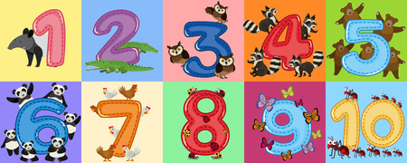 Mathematics Count Number Animal Theme illustrationのイラスト素材