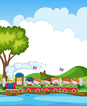 A Holiday Trip by Train illustrationのイラスト素材