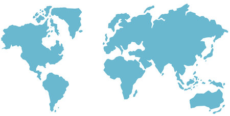 A Blue World Map on White Background illustrationのイラスト素材