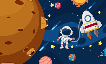 An Astronaut Exploring the Universe illustrationのイラスト素材