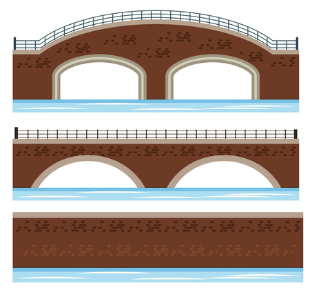 A Set of River Bridge illustrationのイラスト素材