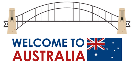 Australia Harbor Bridge on White Background illustrationのイラスト素材