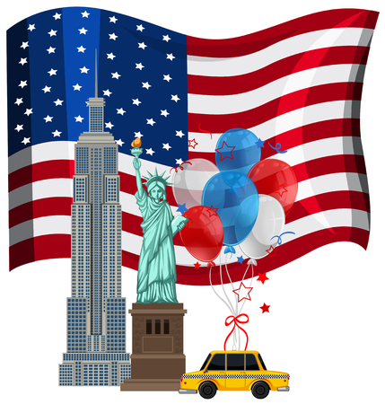 Various of New york Landmarks illustrationのイラスト素材