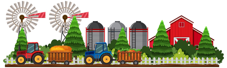 A Panorama View of Farm illustrationのイラスト素材