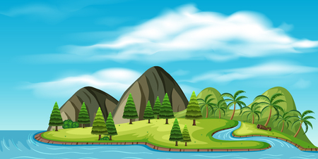 A Natural Beautiful Tropical Island illustrationのイラスト素材