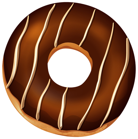 A Chocolate Donut on White Background illustrationのイラスト素材