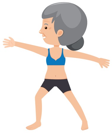elderly lady doing yoga illustrationのイラスト素材
