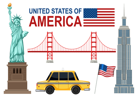 A Set of America Symbol illustrationのイラスト素材