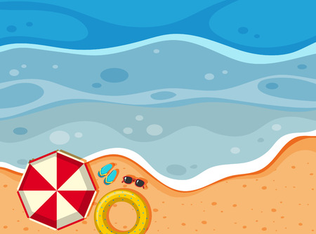 Aerial view of a beach illustrationのイラスト素材
