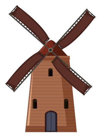 Large wooden wind mill illustrationのイラスト素材