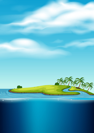 A Deserted Island Seascape illustrationのイラスト素材