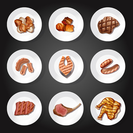 A Set of Protein Food illustrationのイラスト素材