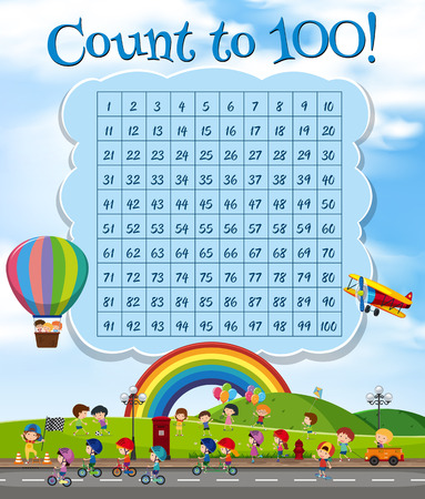 Math Number Count to 100 illustrationのイラスト素材