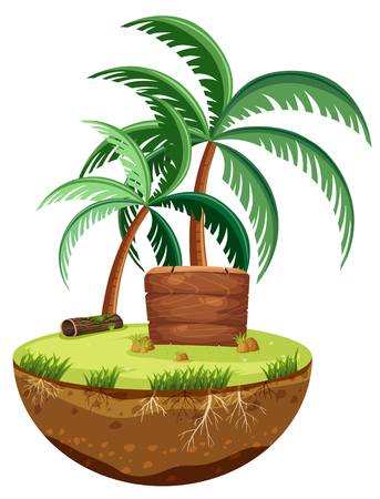 An Island and Signboard on White Background illustrationのイラスト素材