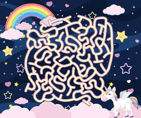 A Unicorn Maze Puzzle Game illustrationのイラスト素材