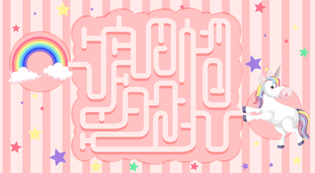 Unicorn Maze Puzzle Game illustrationのイラスト素材