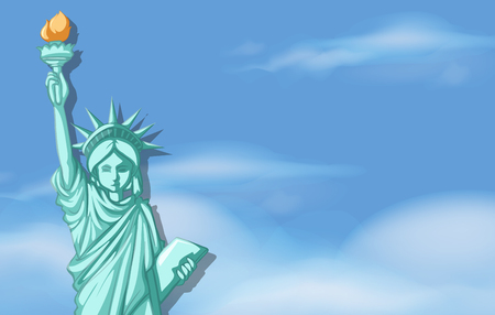 Statue of liberty with sky background illustrationのイラスト素材